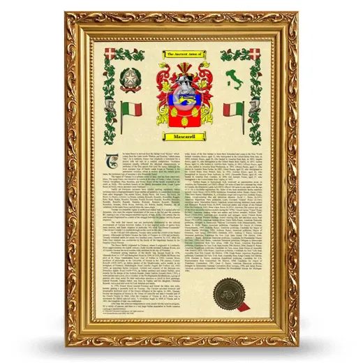 Mascarell Armorial History Framed - Gold
