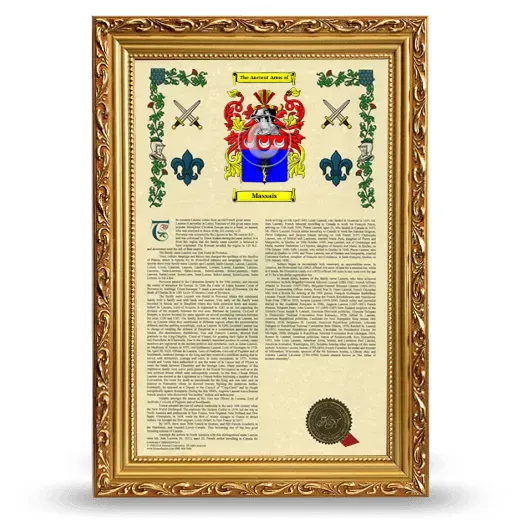 Massais Armorial History Framed - Gold