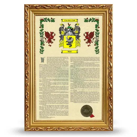 Matt Armorial History Framed - Gold