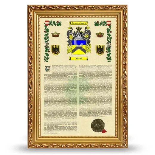 Matzel Armorial History Framed - Gold