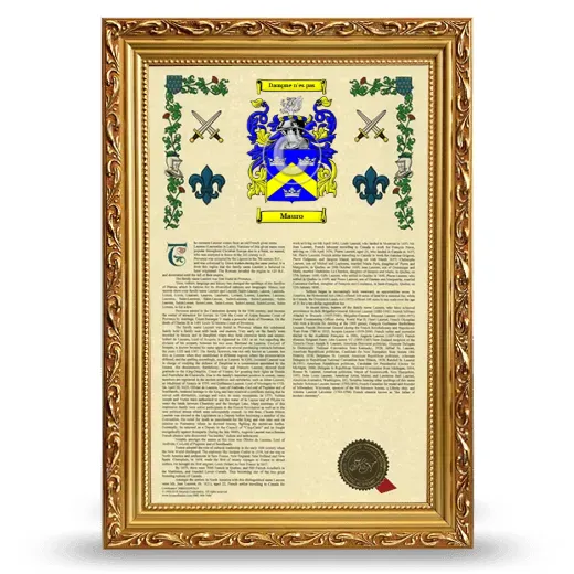 Mauro Armorial History Framed - Gold