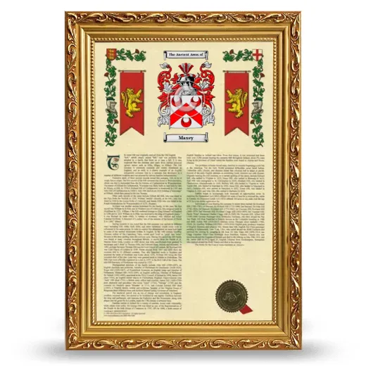 Maxey Armorial History Framed - Gold