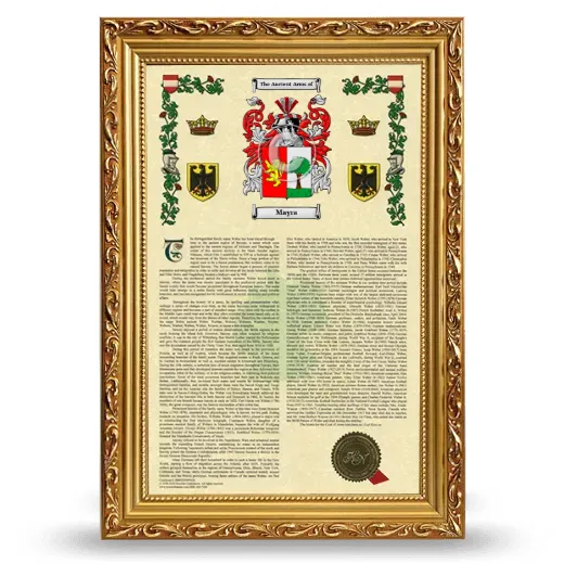 Mayra Armorial History Framed - Gold
