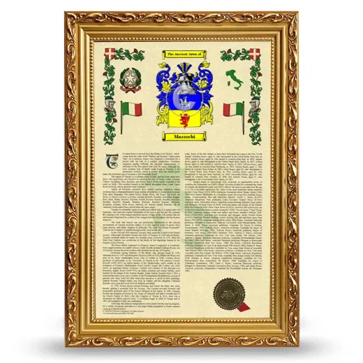 Mazzochi Armorial History Framed - Gold