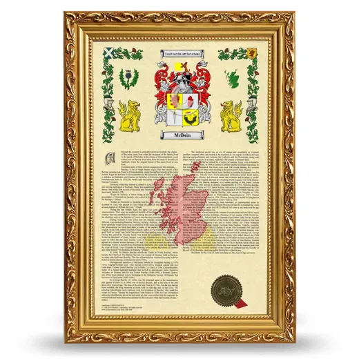 McBain Armorial History Framed - Gold