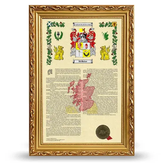 McBaine Armorial History Framed - Gold