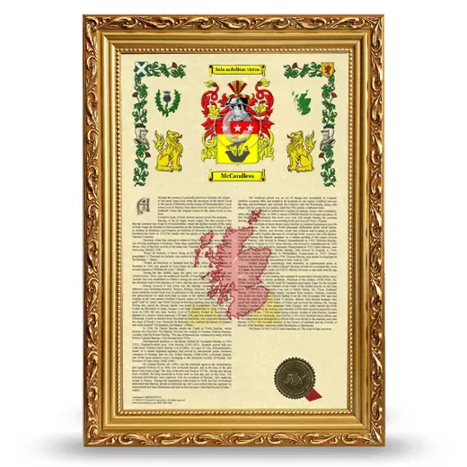 McCandless Armorial History Framed - Gold