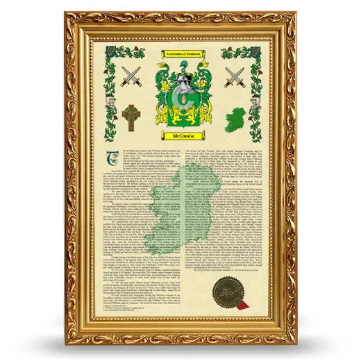 McCombe Armorial History Framed - Gold