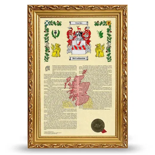 McCorkindale Armorial History Framed - Gold
