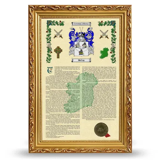 McCoy Armorial History Framed - Gold