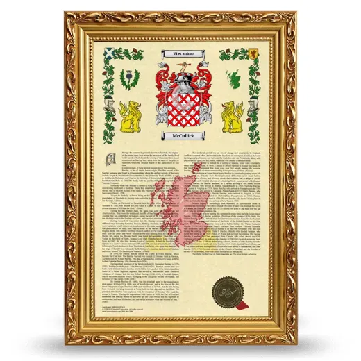McCullick Armorial History Framed - Gold