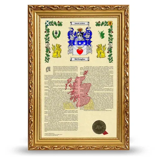 McDouglas Armorial History Framed - Gold