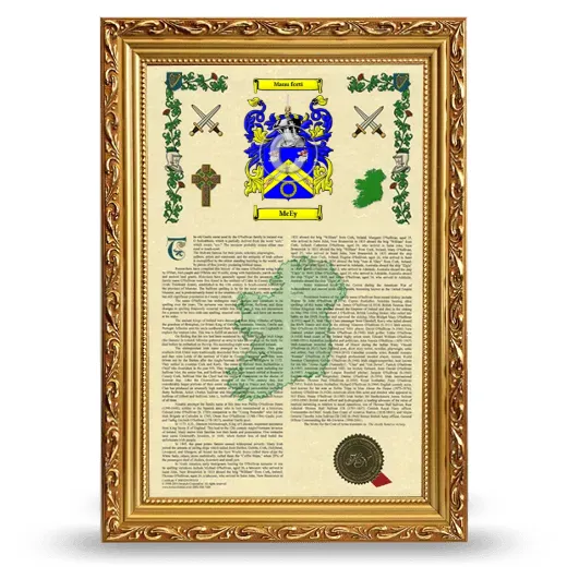 McEy Armorial History Framed - Gold