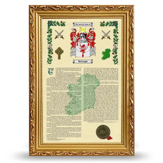 McGough Armorial History Framed - Gold