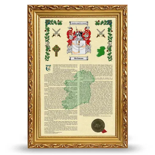 McGowan Armorial History Framed - Gold