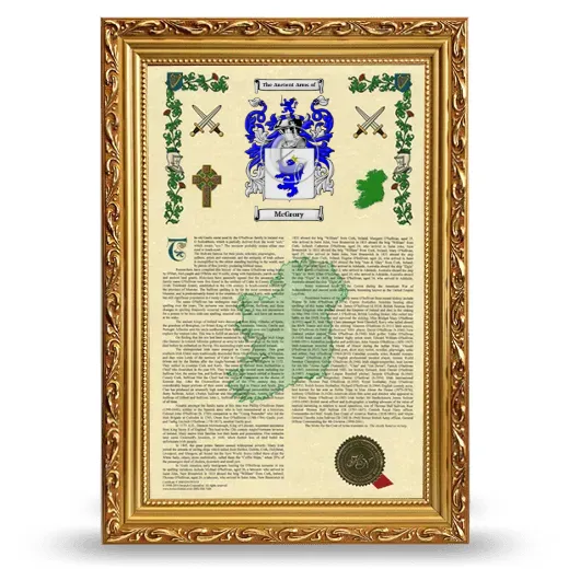 McGrory Armorial History Framed - Gold