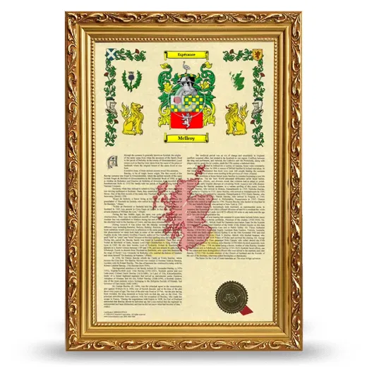 McIlroy Armorial History Framed - Gold