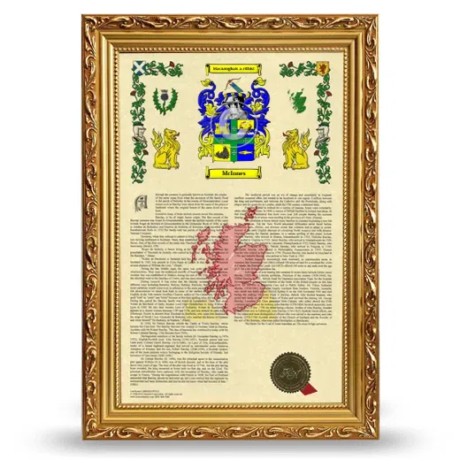 McInnes Armorial History Framed - Gold
