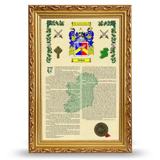 McKale Armorial History Framed - Gold
