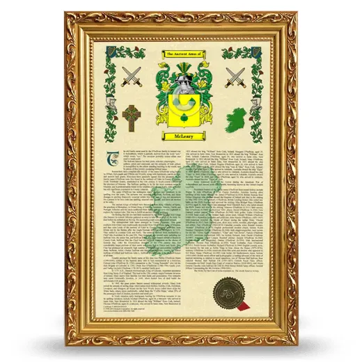 McLeary Armorial History Framed - Gold