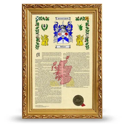 McLure Armorial History Framed - Gold