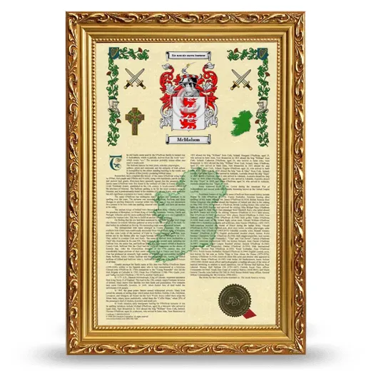McMahon Armorial History Framed - Gold
