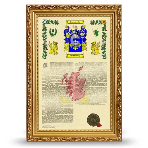 McMicking Armorial History Framed - Gold