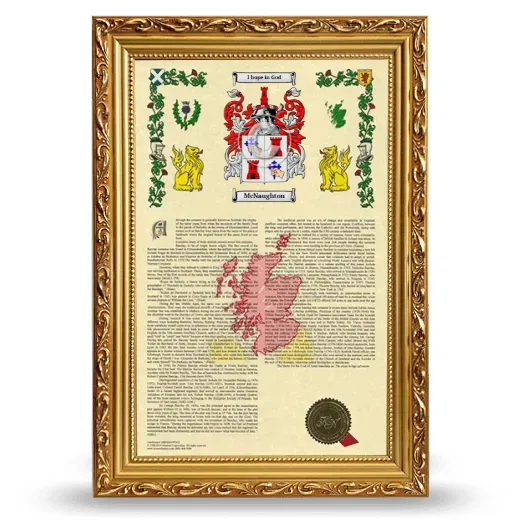 McNaughton Armorial History Framed - Gold