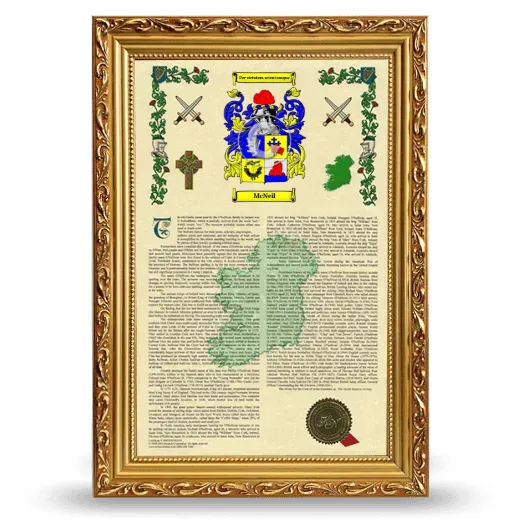 McNeil Armorial History Framed - Gold