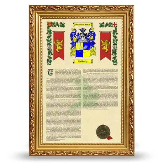 McSherry Armorial History Framed - Gold