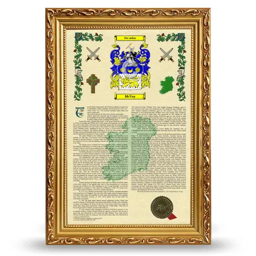 McVay Armorial History Framed - Gold