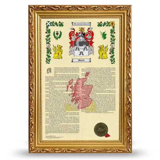 Meach Armorial History Framed - Gold