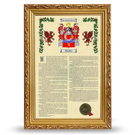 Meachen Armorial History Framed - Gold