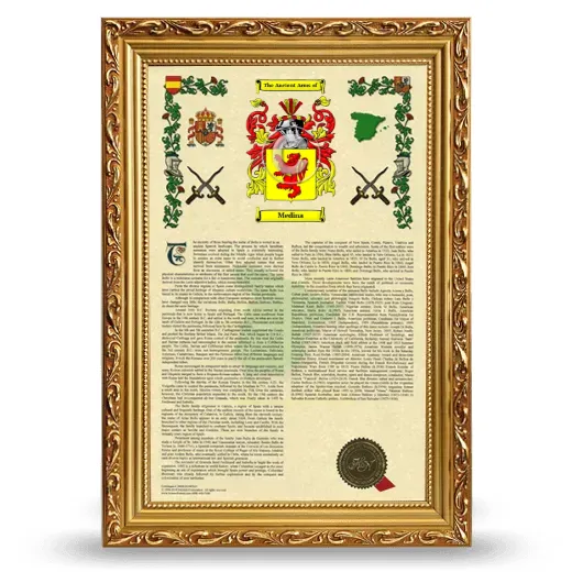 Medina Armorial History Framed - Gold