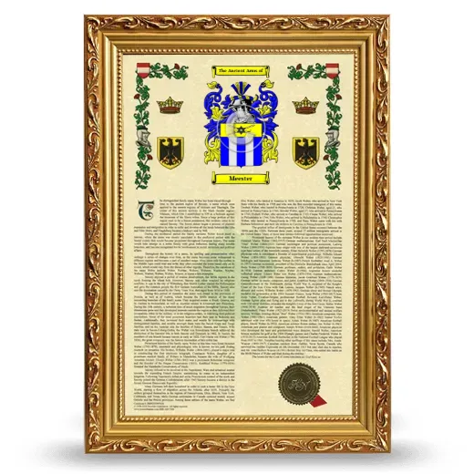 Meester Armorial History Framed - Gold
