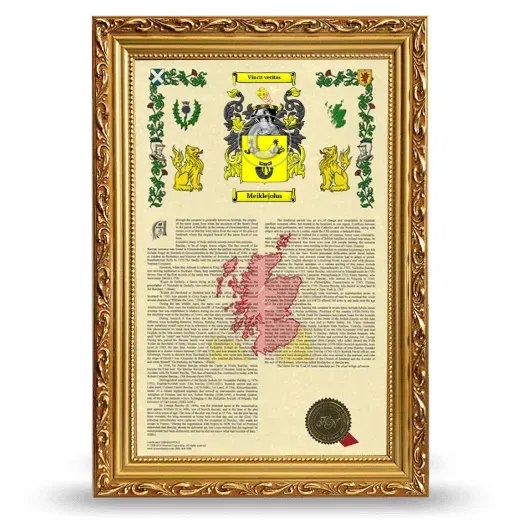 Meiklejohn Armorial History Framed - Gold