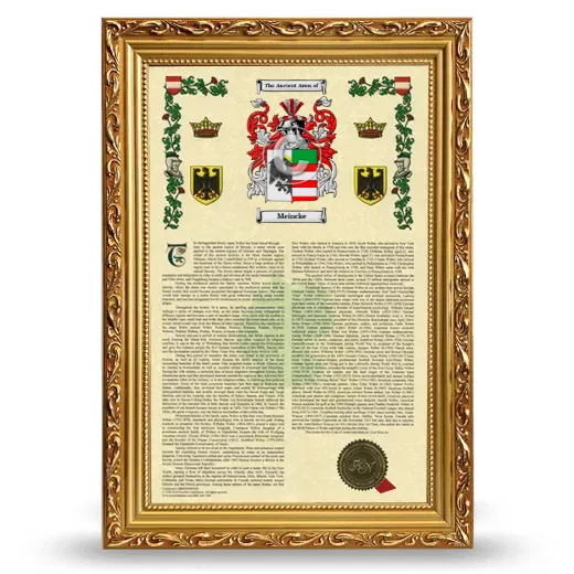 Meincke Armorial History Framed - Gold