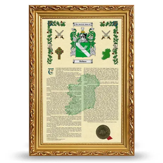 Melans Armorial History Framed - Gold