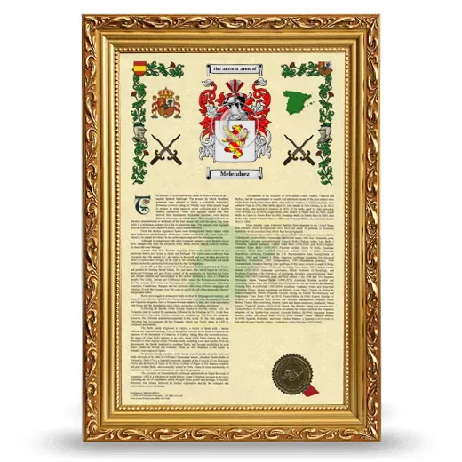 Melendrez Armorial History Framed - Gold