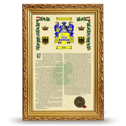 Melin Armorial History Framed - Gold
