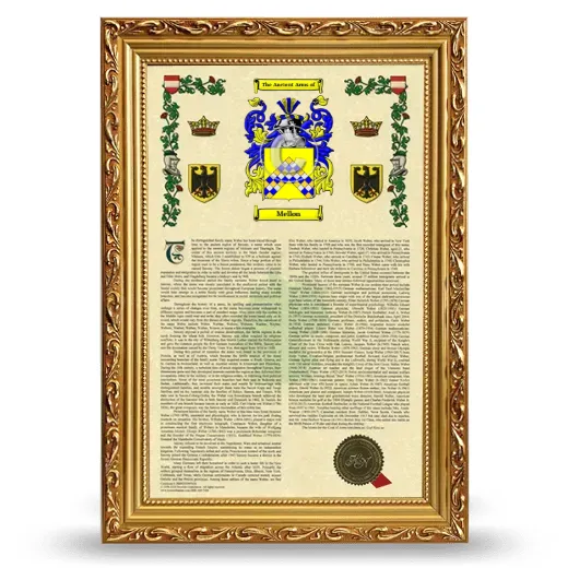 Mellon Armorial History Framed - Gold