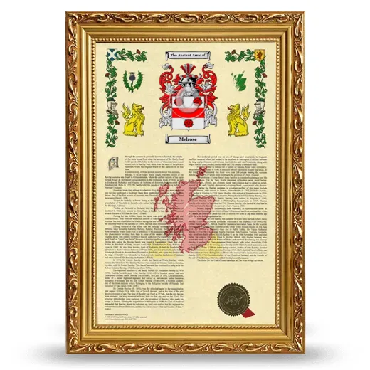 Melrose Armorial History Framed - Gold