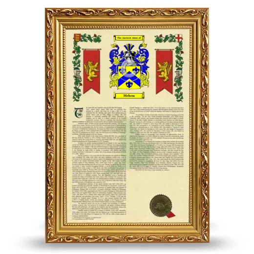 Melson Armorial History Framed - Gold