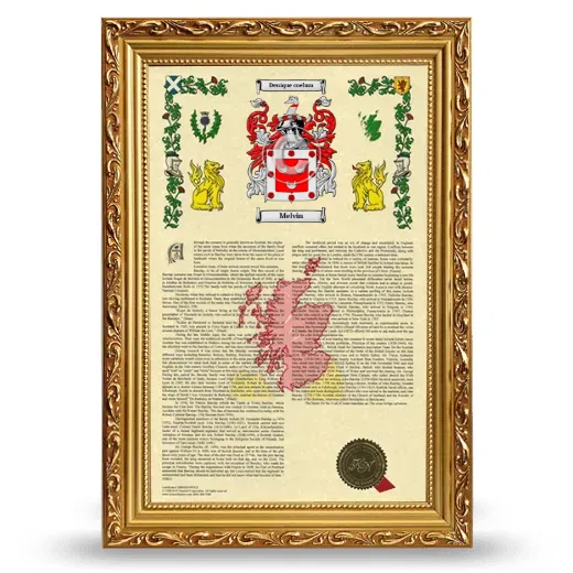 Melvin Armorial History Framed - Gold