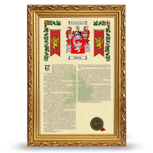 Memory Armorial History Framed - Gold