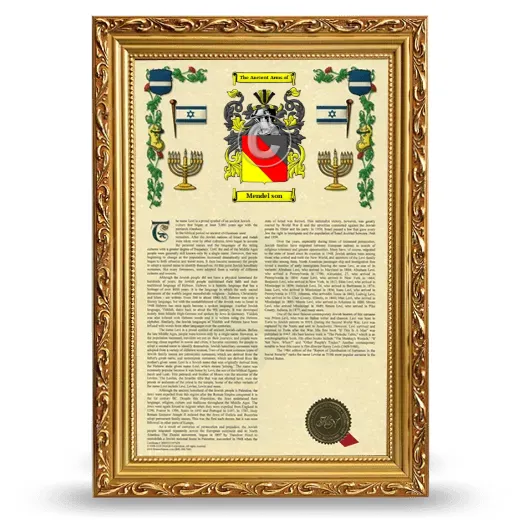 Mendel son Armorial History Framed - Gold