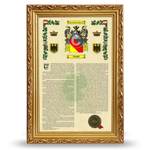 Mendel Armorial History Framed - Gold