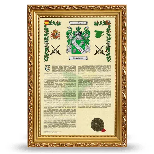 Mendonca Armorial History Framed - Gold