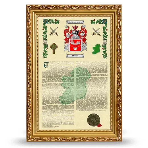 Menon Armorial History Framed - Gold