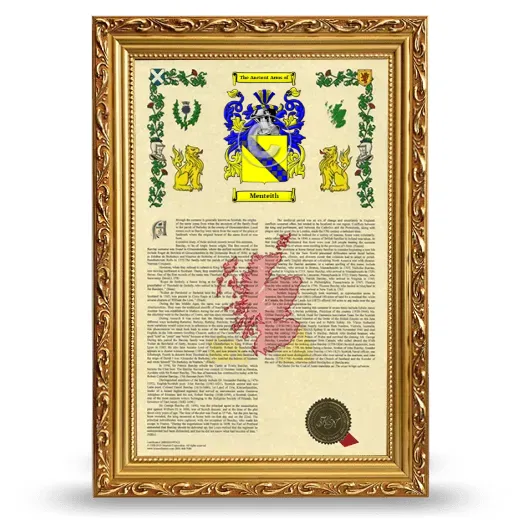 Menteith Armorial History Framed - Gold